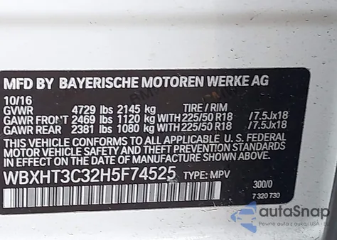 2017 BMW X1 xDrive28I из США, поврежденный, VIN WBXHT3C32H5F74525